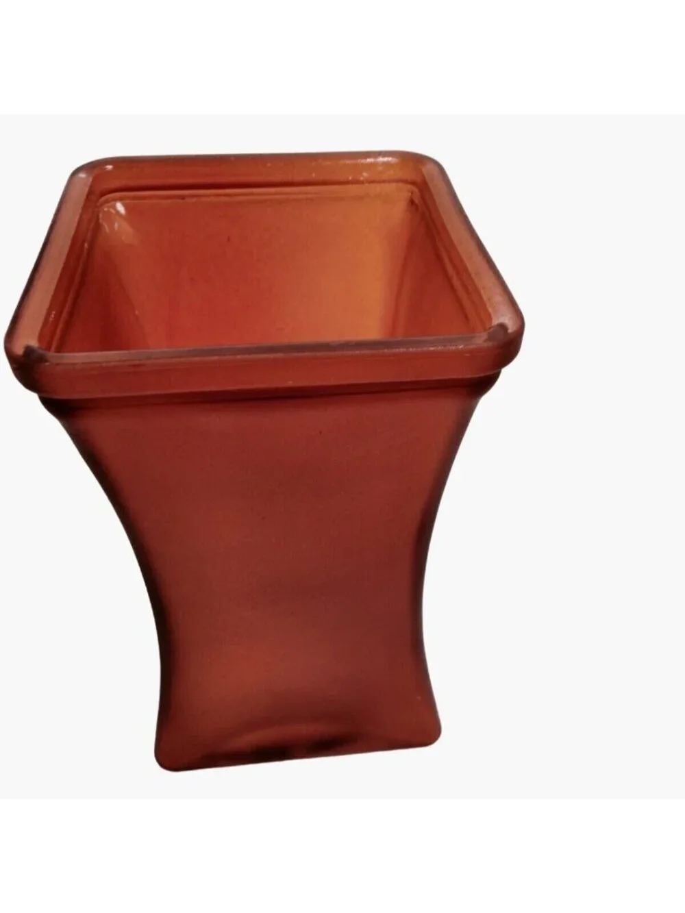 Burnt Orange Glass Vase square tapered Autumn fall Halloween Thanksgiving Rustic